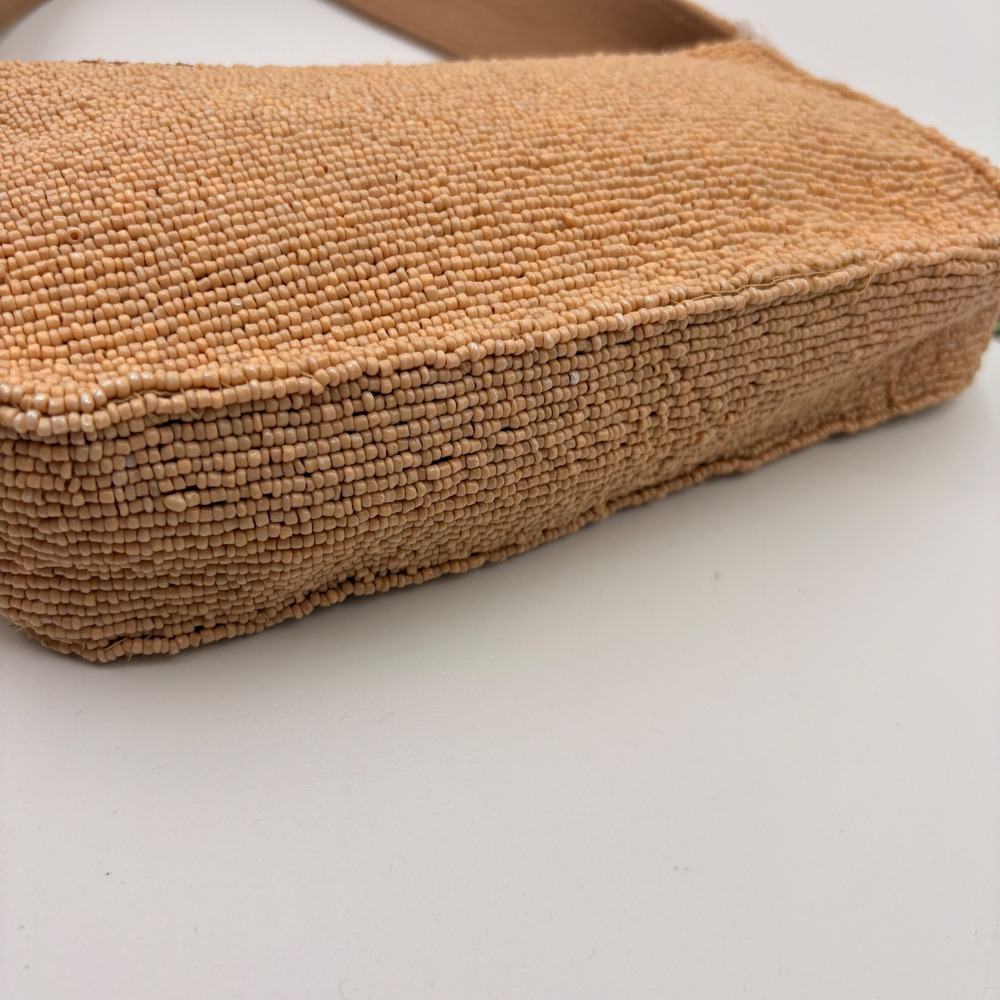 Express Edit Tan Beaded Pizza Slice Shoulder Bag Novelty Baguette Purse NWT - Picture 6 of 7